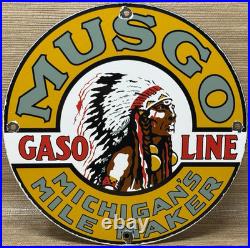 Vintage Musgo Gasoline Porcelain Sign Gas Station Pump Motor Oil Service