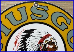 Vintage Musgo Gasoline Porcelain Sign Gas Station Pump Motor Oil Service