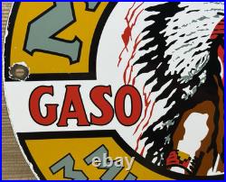 Vintage Musgo Gasoline Porcelain Sign Gas Station Pump Motor Oil Service