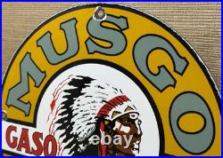 Vintage Musgo Gasoline Porcelain Sign Gas Station Pump Motor Oil Service