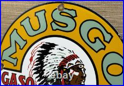 Vintage Musgo Gasoline Porcelain Sign Gas Station Pump Motor Oil Service