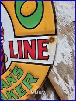 Vintage Musgo Gasoline Sign Old Embossed Metal Service Sales Gas Oil Advertising