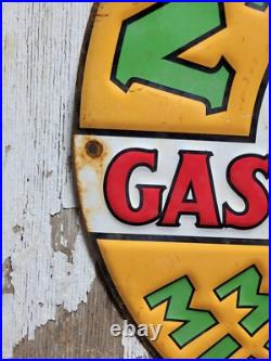 Vintage Musgo Gasoline Sign Old Embossed Metal Service Sales Gas Oil Advertising