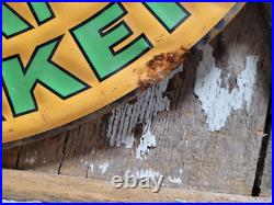 Vintage Musgo Gasoline Sign Old Embossed Metal Service Sales Gas Oil Advertising