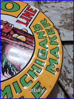 Vintage Musgo Gasoline Sign Old Embossed Metal Service Sales Gas Oil Advertising