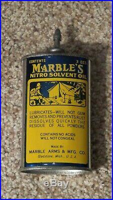 Vintage NOS Marble's Oil Can Handy Oiler with Camping Graphics Lead Top MINTY