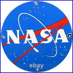 Vintage Nasa Porcelain Sign Gas Oil Meatball Rocket Shuttle Space Agency Force