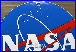 Vintage Nasa Porcelain Sign Gas Oil Meatball Rocket Shuttle Space Agency Force