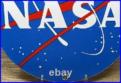 Vintage Nasa Porcelain Sign Gas Oil Meatball Rocket Shuttle Space Agency Force