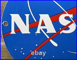 Vintage Nasa Porcelain Sign Gas Oil Meatball Rocket Shuttle Space Agency Force