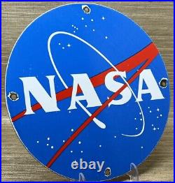 Vintage Nasa Porcelain Sign Gas Oil Meatball Rocket Shuttle Space Agency Force