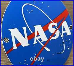 Vintage Nasa Porcelain Sign Gas Oil Meatball Rocket Shuttle Space Agency Force