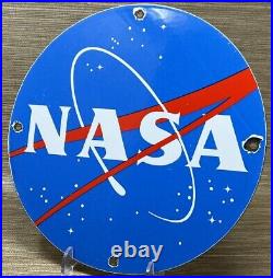 Vintage Nasa Porcelain Sign Gas Oil Meatball Rocket Shuttle Space Agency Force