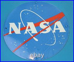 Vintage Nasa Porcelain Space Agency Apollo Shuttle Program Moon Meatball Sign