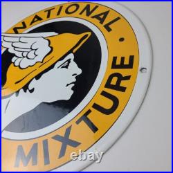 Vintage National Benzole Mixture Sign Gas Pump Service Station Porcelain Sign
