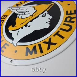 Vintage National Benzole Mixture Sign Gas Pump Service Station Porcelain Sign