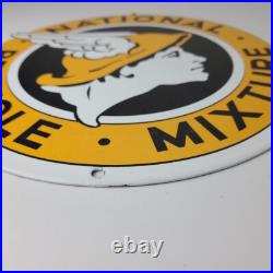 Vintage National Benzole Mixture Sign Gas Pump Service Station Porcelain Sign