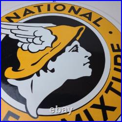 Vintage National Benzole Mixture Sign Gas Pump Service Station Porcelain Sign