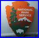 Vintage National Park Service Us Forest Porcelain Sign Camping Cabin Oil Gas Ad