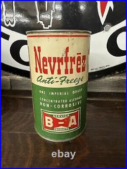 Vintage Nevrfrez Antifreeze Imperial Quart Can, British American Oil Reroll