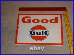 Vintage New Old Stock Good Gulf Gasoline Porcelain Metal Oil Advertising Sign