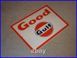 Vintage New Old Stock Good Gulf Gasoline Porcelain Metal Oil Advertising Sign