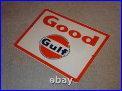 Vintage New Old Stock Good Gulf Gasoline Porcelain Metal Oil Advertising Sign