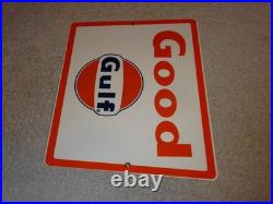 Vintage New Old Stock Good Gulf Gasoline Porcelain Metal Oil Advertising Sign