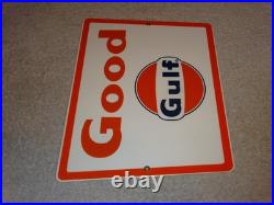 Vintage New Old Stock Good Gulf Gasoline Porcelain Metal Oil Advertising Sign