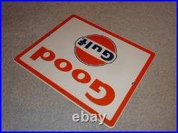 Vintage New Old Stock Good Gulf Gasoline Porcelain Metal Oil Advertising Sign