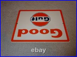 Vintage New Old Stock Good Gulf Gasoline Porcelain Metal Oil Advertising Sign