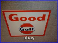 Vintage New Old Stock Good Gulf Gasoline Porcelain Metal Oil Advertising Sign