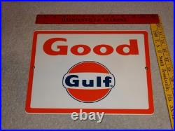 Vintage New Old Stock Good Gulf Gasoline Porcelain Metal Oil Advertising Sign