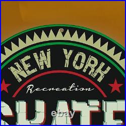 Vintage New York Skate Since1982 Porcelain Gas Service Station Pump Sign