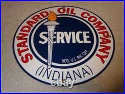Vintage Nos Standard Oil Gasoline Service Torch Indiana 12 Porcelain Metal Sign