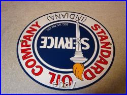 Vintage Nos Standard Oil Gasoline Service Torch Indiana 12 Porcelain Metal Sign