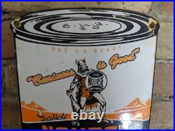 Vintage Nourse Motor Oil Can Porcelain Gas Station Pump Sign 11 X 8