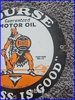 Vintage Nourse Oils Motor Oil Porcelain Gas Station Pump Sign