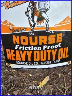 Vintage Nourse Oils Motor Oil Porcelain Gas Station Pump Sign Gasoline