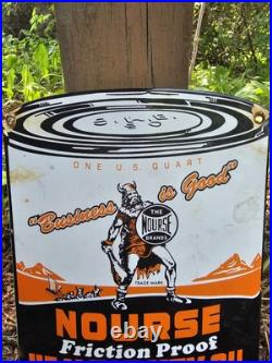 Vintage Nourse Oils Motor Oil Porcelain Gas Station Pump Sign Gasoline