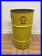 Vintage OIL BARREL Shell advertising metal trash garbage can drum waste old bin