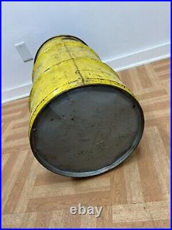 Vintage OIL BARREL Shell advertising metal trash garbage can drum waste old bin