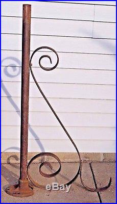 Vintage OLD Wrought Iron Pipe Gas Oil Porcelain Business Sign Wall Bracket