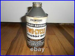 Vintage ORIG HD HARLEY DAVIDSON 2 CYCLE MOTORCYCLE CONETOP ADVERTISING OIL CAN