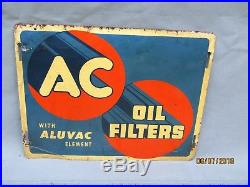 Vintage ORIGINAL AC Spark Plug Sign Oil Can Filter Sign Gas Station
