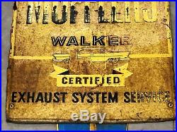 Vintage ORIGINAL WALKER MUFFLER Service Station Attendant Sign Gas Oil PATINA