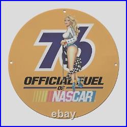 Vintage Officialfuel Nascar 1948 Oil Porcelain Gas Pump Sign