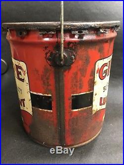 Vintage Oil Can Lion Head Gilmore 5 Gallon RARE! Metal Grease Service Station