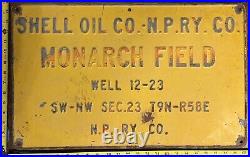 Vintage Oil Field Signs (2) Shell Oil Co. Monarch Field, Wills Creek Field