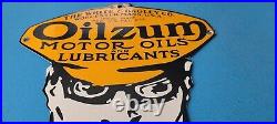 Vintage Oilzum Gasoline Porcelain Gas Motor Oil Lube Service Station Pump Sign